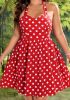 Adult Female Costumes to Hire - Red & white polka dot halter neck dress - XXL